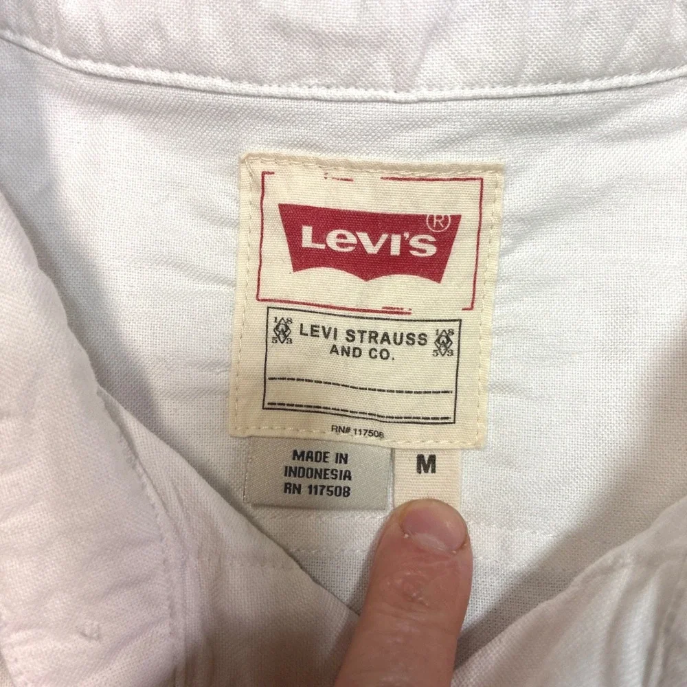 Levi's Western Shirt Mens M White Pearl Snap Button Long Sleeve Cotton